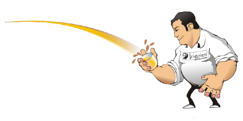 Caricatura de Iñaki Irigoien llenado un vaso de sidra